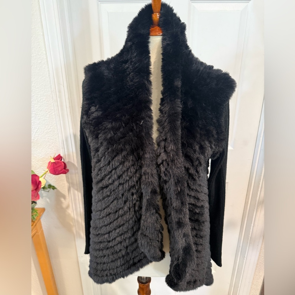 Love J Black Faux Fur Vest